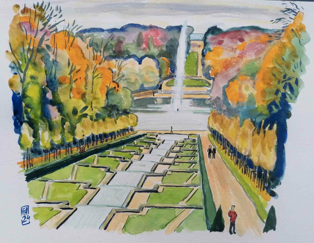 Parc de Sceaux, couleurs d'automne - Gouache, 2024