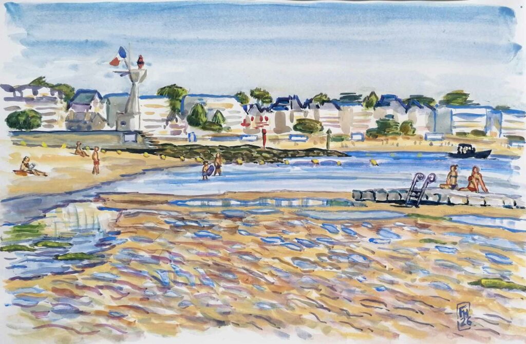 Sortie du Port du Pouliguen - Peinture à la gouache réalisée par Florent Haentjens en juillet 2026